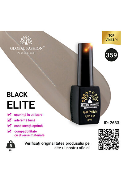 global fashion Set de 4 unități: Oja semipermanenta Black Elite, 8 ml, 359
