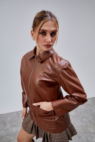 Bolivente Brown Regular Fit Leather Jacket