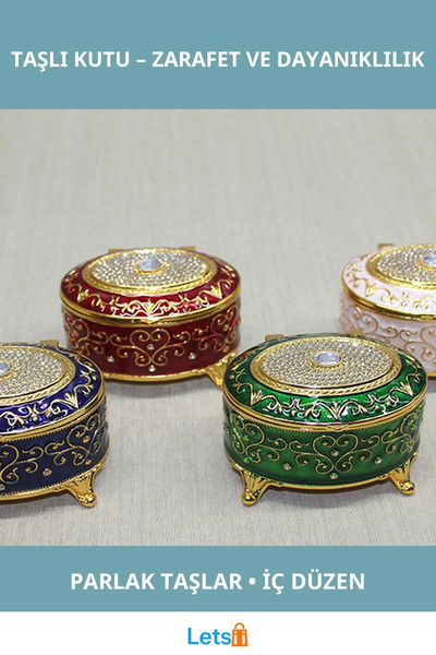 Letsii صندوق مجوهرات وهدايا أنيق مرصع بحجر الزركون