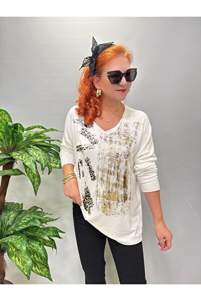 AGORATEKSTİL Women's Italian Varaklı Wool Sweater