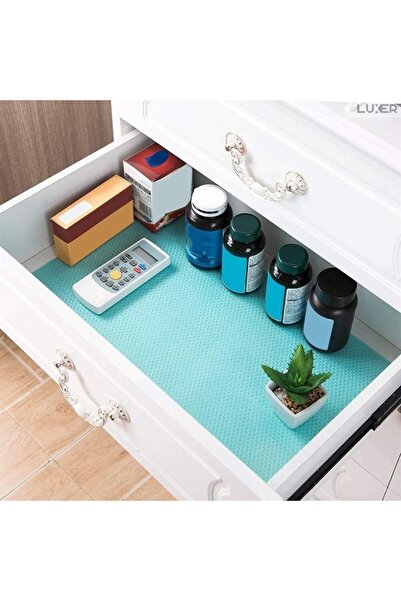 LUXER 4 Non-Slip Mats for Refrigerator Shelf/Drawer Protection, Placemats, 45x29 cm, Blue