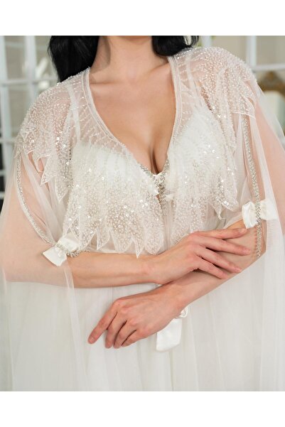Limas lingerie Special Design with Diamond Details, Tulle 2-Piece Short Dressing Gown