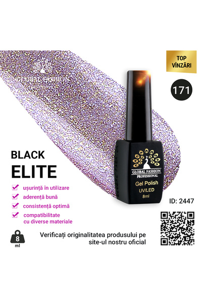 global fashion Set de 4 unități: Oja semipermanenta BLACK ELITE, 8 ml, 171