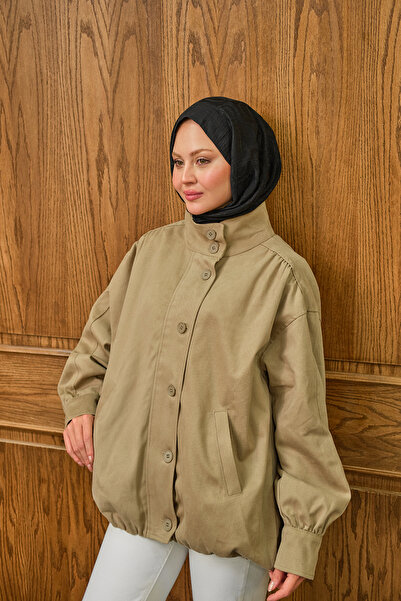 LOCCO Women's Button Detailed Jacket Mink