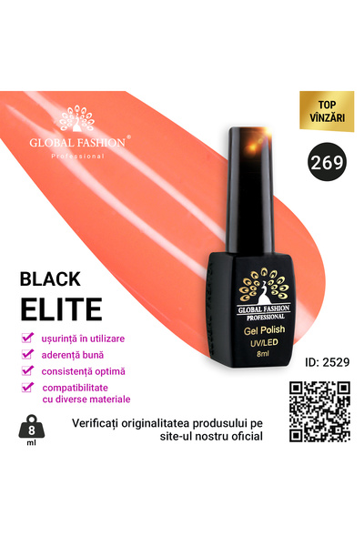 global fashion Set de 4 unități: Oja semipermanenta BLACK ELITE, 8 ml, 269