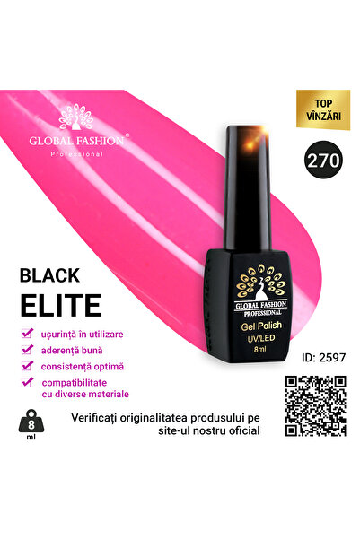 global fashion Set de 4 unități: Oja semipermanenta BLACK ELITE, 8 ml, 270