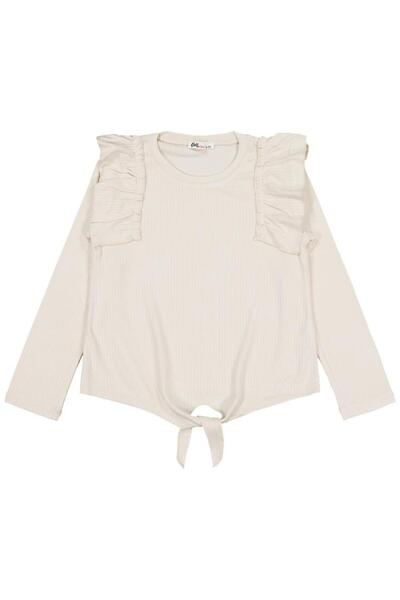 Civil Girls Shoulder Ruffled 6-9 Years Old Sweatshirt - Ivory 8-9 Years Old