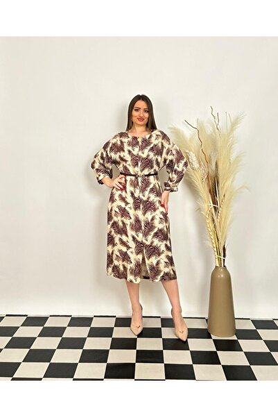 DE WHITES Plus Size Front Small Slit Belted Dress