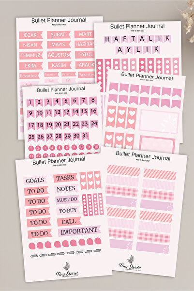 tinystoriestr Bullet Journal Sticker Seti - 6 Sayfa / Ajanda, Scrapbook,
