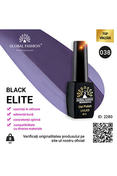global fashion Set de 4 unități: Oja semipermanenta Black Elite, 8ml, 038