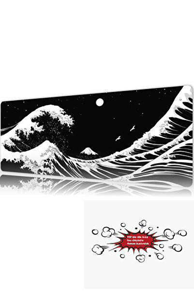 urzuva Kanagawa 90x40 4MM Kalınlık Premium Gaming oyuncu mousepad, Anti Slip ...