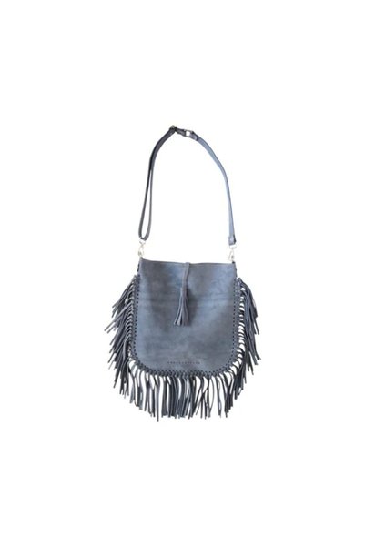 YOURHANDBAGS Buz Mavi Süet Heybe Çanta