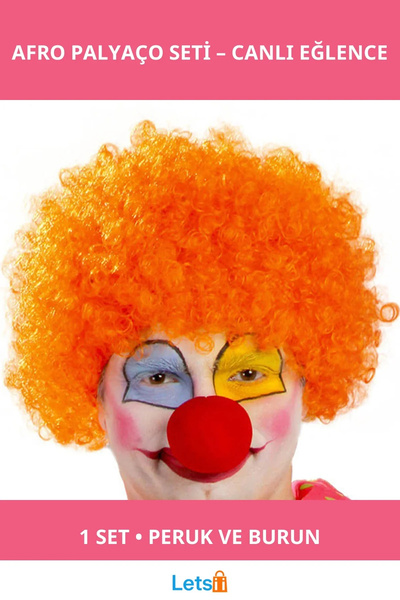 Letsii مجموعة شعر مستعار وطقم أنف للحلاقين الأفارقة منحنية اللون برتقالية اللون