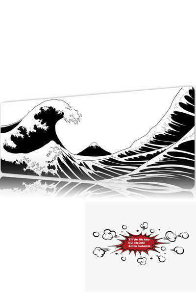 urzuva Kanagawa 90x40 4MM Kalınlık Premium Gaming oyuncu mousepad, Anti Slip ...