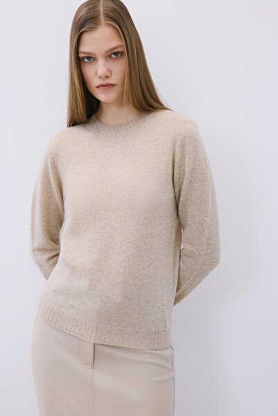 rue Cashmere Basic Beige Knitwear Blouse