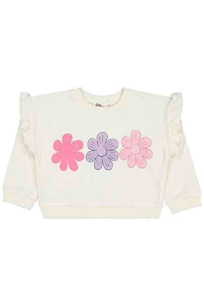 Civil Girls Colorful Daisy Printed 2-5 Years Old Sweatshirt - Ecru 4-5 Years Old