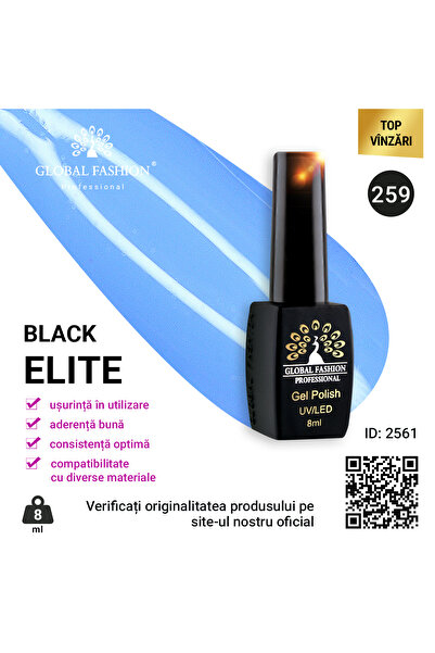 global fashion Set de 4 unități: Oja semipermanenta Black Elite, 8 ml, 259