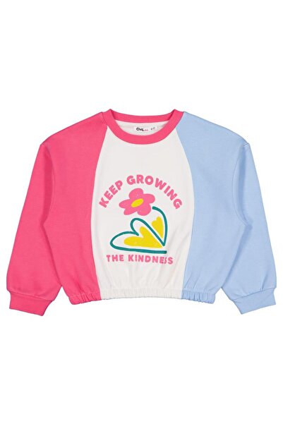 Civil Girls Hanorac imprimat Keep Growing pentru copii de 6-9 ani - Ecru pent...