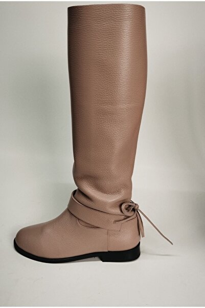 Lucciola Kadın Hakiki Deri Körüklü Yarım Astar Pudra Floter Çizme