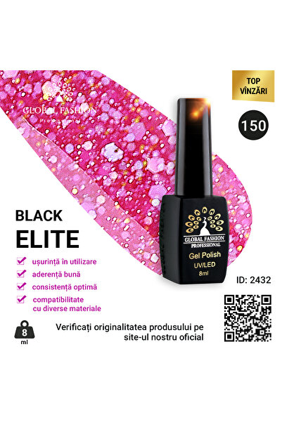 global fashion Set de 4 unități: Oja semipermanenta BLACK ELITE, 8 ml, 150