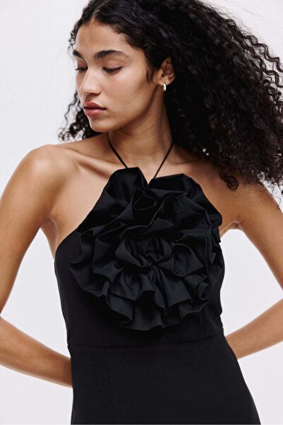 H&M Appliquéd halterneck dress