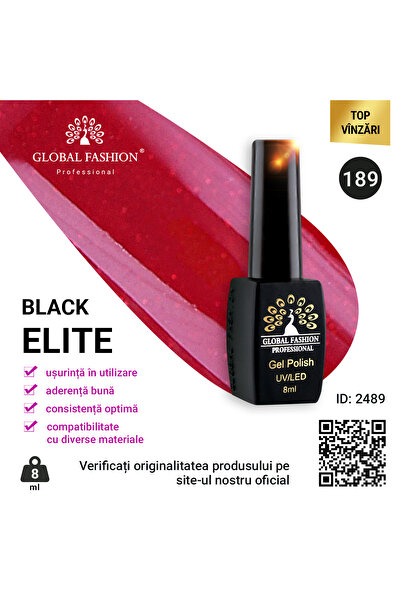 global fashion Set de 4 unități: Oja semipermanenta BLACK ELITE, 8 ml, 189