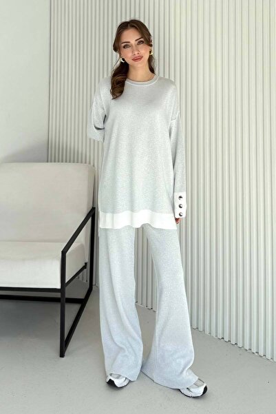 Melike Tatar Glitter Buttoned Knitwear Set 70-2519