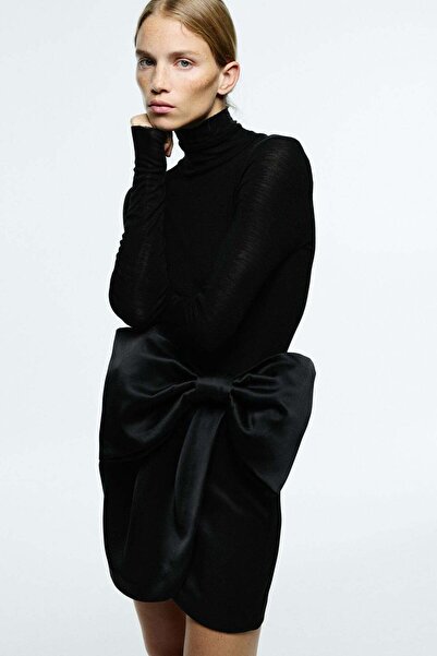 H&M Bow-detail satin skirt