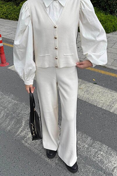 lamelif Piped Vest Set Set of Stones