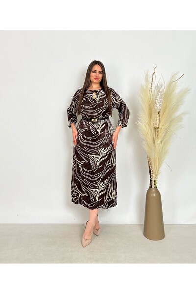 DE WHITES Plus Size Side Slit Belted Dress