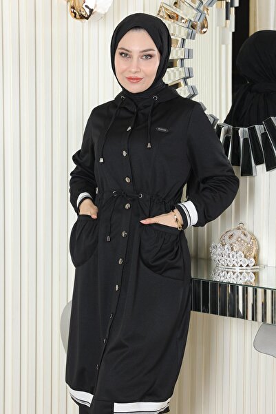 Modamihram Hooded Ribbed Suit Black Msw19196-1