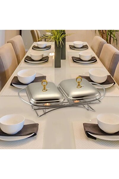 Klausberg Pot, food heating container with 2 glass containers, capacity 1.5 liters, stand