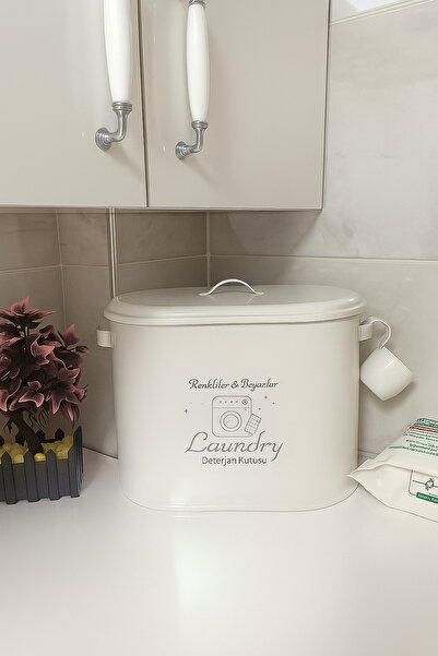 Orvila Metal Bölmeli Deterjan Kutusu – Kapaklı Çamaşır Deterjanı Saklama Kabı