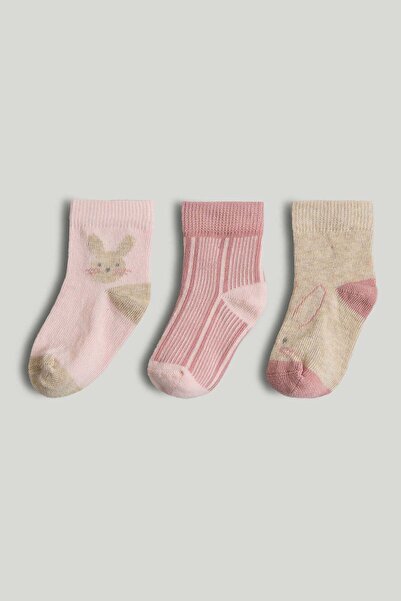 MOTHERCARE 3 Pack Pink Bunny Baby Socks