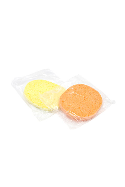 global fashion Set of 2, facial cleansing sponge, oval, orange/yellow