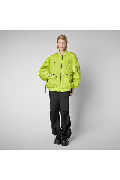 SAVE THE DUCK Unisex Bomber Ceket Fosforlu Yeşil - Usher