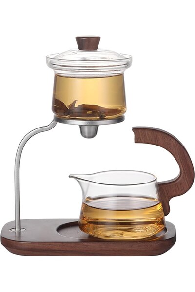 morponi Akasya Detaylı Borosilikat Cam Manyetik Özellikli Japon Stili Lüks Bitki Çayı Demliği 250 Ml