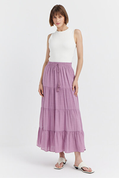 PAULMARK تنورة طويلة بخصر مطاطي للسيدات