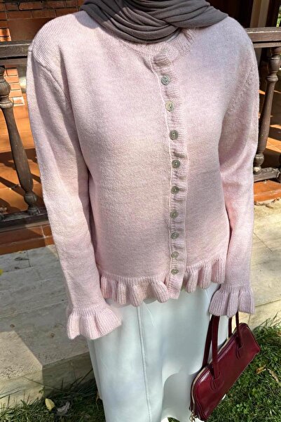 lamelif Πούδρα ζακέτα με λεπτομέρεια βολάν