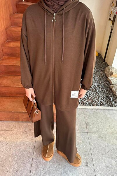 lamelif Arma Detailed Double Suit Bitter Brown