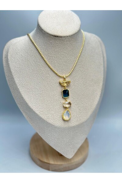 MyladyAccessoriess قلادة هندسية بتفاصيل دقيقة (فولاذ)