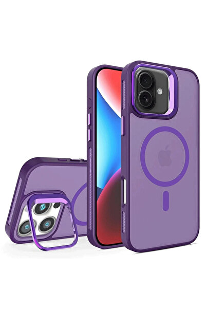 ceppark غطاء ليتا تريند لآيفون 16 مع عدسة مسطحة وميزة ماج سيف - بنفسجي غامق