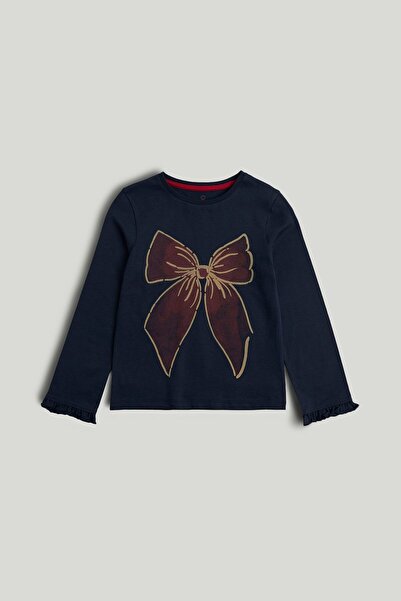 MOTHERCARE Navy Bow Long-Sleeved T-Shirt