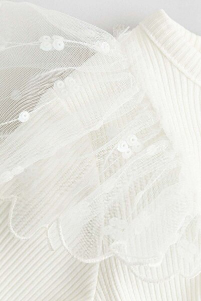 H&M Tulle-detail cotton top