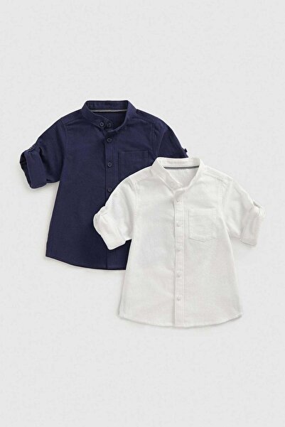 MOTHERCARE قميص أكسفورد أزرق داكن وأبيض - عبوة من قطعتين