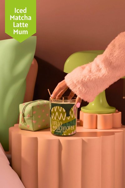 Mim and More Iced Matcha Latte Mum – Doğal Soya Balmumu & Jel Dekoratif Mum 250 gr