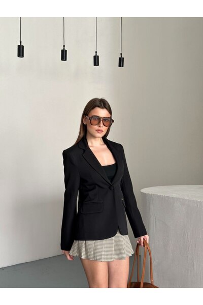 solena sln Women's Buttoned Waist-Fitted Classic Blazer Jacket