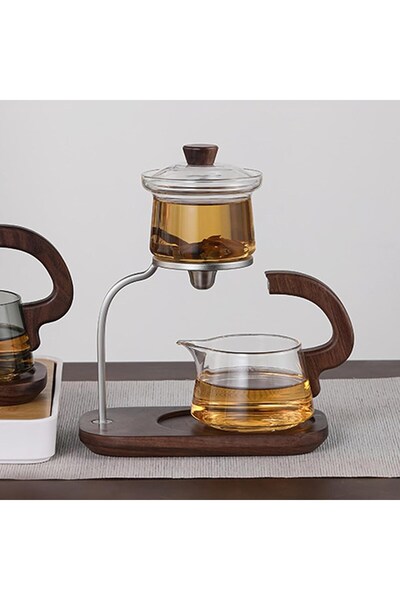 morponi Akasya Detaylı Borosilikat Cam Manyetik Özellikli Japon Stili Lüks Bitki Çayı Demliği 250 Ml