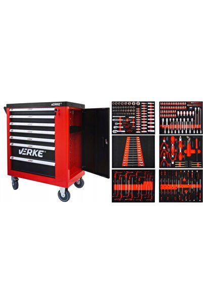VERKE 7-drawer tool cabinet equipped, 250 pieces