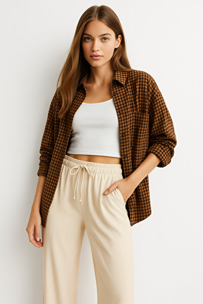 Rich Women's Cream High Waist Elastic Wide Leg Trousers-Multicolour 9